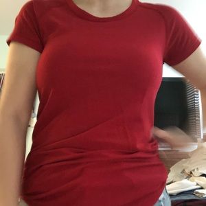 red lululemon swiftly tech short sleeve shirt